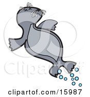 Poster, Art Print Of Happy Little Gray Seal Lying On Its Back