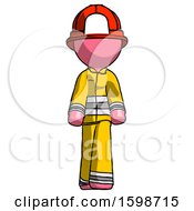 Poster, Art Print Of Pink Firefighter Fireman Man Walking Front View