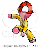 Poster, Art Print Of Pink Firefighter Fireman Man Action Hero Jump Pose
