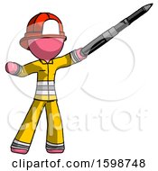 Poster, Art Print Of Pink Firefighter Fireman Man Demonstrating That Indeed The Pen Is Mightier