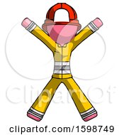 Poster, Art Print Of Pink Firefighter Fireman Man Jumping Or Flailing