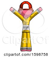 Poster, Art Print Of Pink Firefighter Fireman Man With Arms Out Joyfully