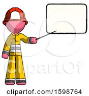 Poster, Art Print Of Pink Firefighter Fireman Man Giving Presentation In Front Of Dry-Erase Board