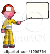 Pink Firefighter Fireman Man Giving Presentation In Front Of Dry Erase Board