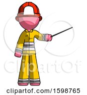 Poster, Art Print Of Pink Firefighter Fireman Man Teacher Or Conductor With Stick Or Baton Directing