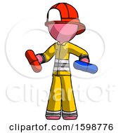 Poster, Art Print Of Pink Firefighter Fireman Man Red Pill Or Blue Pill Concept