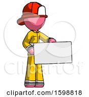 Poster, Art Print Of Pink Firefighter Fireman Man Presenting Large Envelope