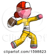 Poster, Art Print Of Pink Firefighter Fireman Man Throwing Football