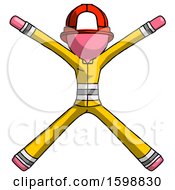 Poster, Art Print Of Pink Firefighter Fireman Man With Arms And Legs Stretched Out