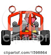 Poster, Art Print Of Pink Firefighter Fireman Man Riding Sports Buggy Front View