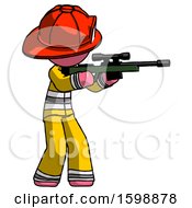 Poster, Art Print Of Pink Firefighter Fireman Man Shooting Sniper Rifle