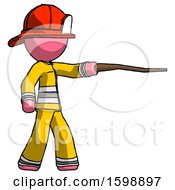 Poster, Art Print Of Pink Firefighter Fireman Man Pointing With Hiking Stick