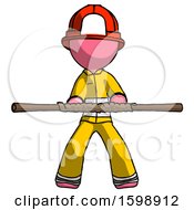 Poster, Art Print Of Pink Firefighter Fireman Man Bo Staff Kung Fu Defense Pose