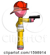 Poster, Art Print Of Pink Firefighter Fireman Man Firing A Handgun