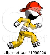 Poster, Art Print Of Ink Firefighter Fireman Man Running Fast Right