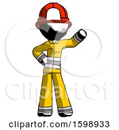 Poster, Art Print Of Ink Firefighter Fireman Man Waving Left Arm With Hand On Hip