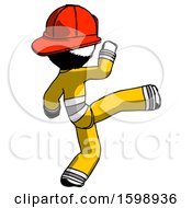 Poster, Art Print Of Ink Firefighter Fireman Man Kick Pose
