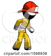 Poster, Art Print Of Ink Firefighter Fireman Man Suspense Action Pose Facing Right