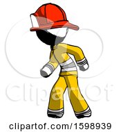 Poster, Art Print Of Ink Firefighter Fireman Man Suspense Action Pose Facing Left