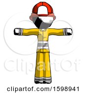 Poster, Art Print Of Ink Firefighter Fireman Man T-Pose Arms Up Standing