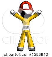 Poster, Art Print Of Ink Firefighter Fireman Man Surprise Pose Arms And Legs Out
