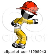 Poster, Art Print Of Ink Firefighter Fireman Man Sneaking While Reaching For Something