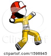 Poster, Art Print Of Ink Firefighter Fireman Man Running Away In Hysterical Panic Direction Right