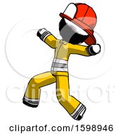 Poster, Art Print Of Ink Firefighter Fireman Man Running Away In Hysterical Panic Direction Left