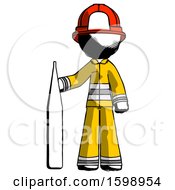 Poster, Art Print Of Ink Firefighter Fireman Man Standing With Large Thermometer