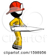 Poster, Art Print Of Ink Firefighter Fireman Man Walking With Large Thermometer
