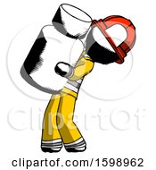 Ink Firefighter Fireman Man Holding Large White Medicine Bottle