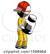 Poster, Art Print Of Ink Firefighter Fireman Man Holding Glass Medicine Bottle