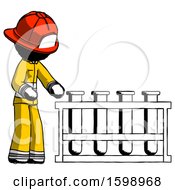 Poster, Art Print Of Ink Firefighter Fireman Man Using Test Tubes Or Vials On Rack