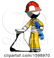 Poster, Art Print Of Ink Firefighter Fireman Man Holding Test Tube Beside Beaker Or Flask