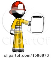 Ink Firefighter Fireman Man Showing Clipboard To Viewer