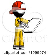 Poster, Art Print Of Ink Firefighter Fireman Man Using Clipboard And Pencil