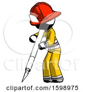 Poster, Art Print Of Ink Firefighter Fireman Man Cutting With Large Scalpel