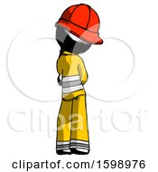 Poster, Art Print Of Ink Firefighter Fireman Man Thinking Wondering Or Pondering Rear View