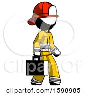 Poster, Art Print Of Ink Firefighter Fireman Man Walking With Briefcase To The Right