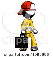 Poster, Art Print Of Ink Firefighter Fireman Man Walking With Medical Aid Briefcase To Right