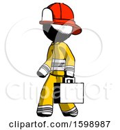 Poster, Art Print Of Ink Firefighter Fireman Man Walking With Briefcase To The Left