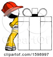 Poster, Art Print Of Ink Firefighter Fireman Man Gift Concept - Leaning Against Large Present