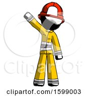 Poster, Art Print Of Ink Firefighter Fireman Man Waving Emphatically With Right Arm