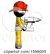 Poster, Art Print Of Ink Firefighter Fireman Man Using Drill Drilling Something On Right Side