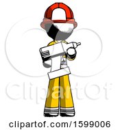 Poster, Art Print Of Ink Firefighter Fireman Man Holding Large Drill