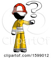 Poster, Art Print Of Ink Firefighter Fireman Man Holding Question Mark To Right
