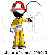 Poster, Art Print Of Ink Firefighter Fireman Man Holding Stop Sign