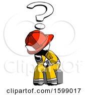 Poster, Art Print Of Ink Firefighter Fireman Man Thinker Question Mark Concept