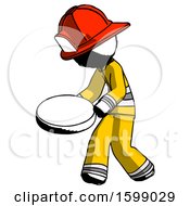 Poster, Art Print Of Ink Firefighter Fireman Man Walking With Large Compass