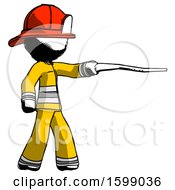 Poster, Art Print Of Ink Firefighter Fireman Man Pointing With Hiking Stick